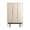 Armadio contenitore a 3 ante beige in MDF 90 x 40 x 180 cm con gambe in acciaio