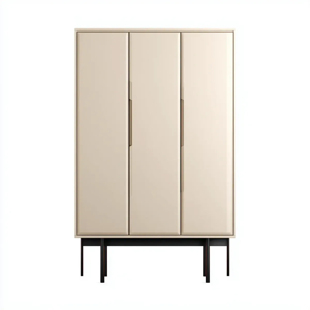 Armadio contenitore a 3 ante beige in MDF 90 x 40 x 180 cm con gambe in acciaio