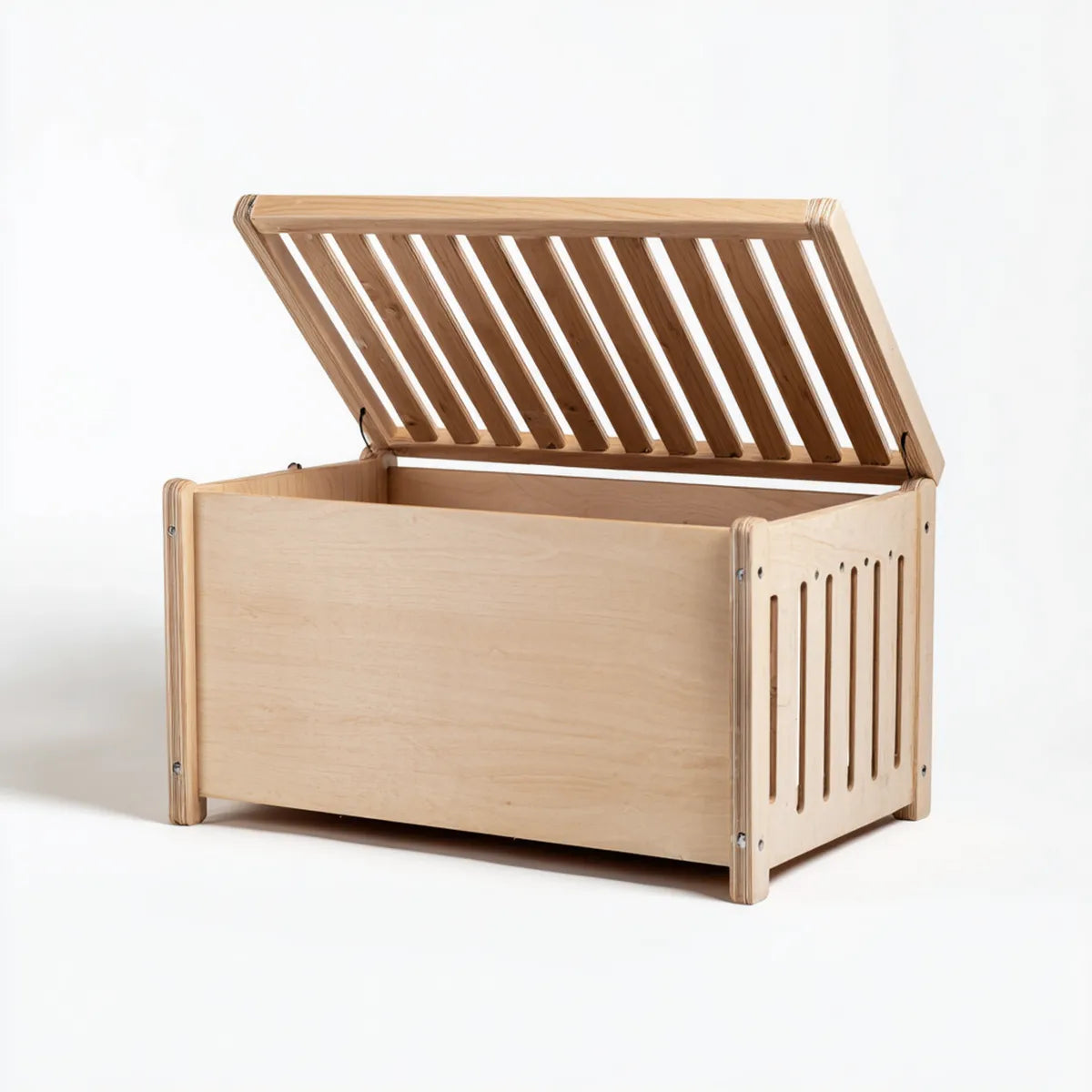 Baule portagiochi per bambini naturale in multistrato di betulla rettangolare 80 x 40 x 45 cm