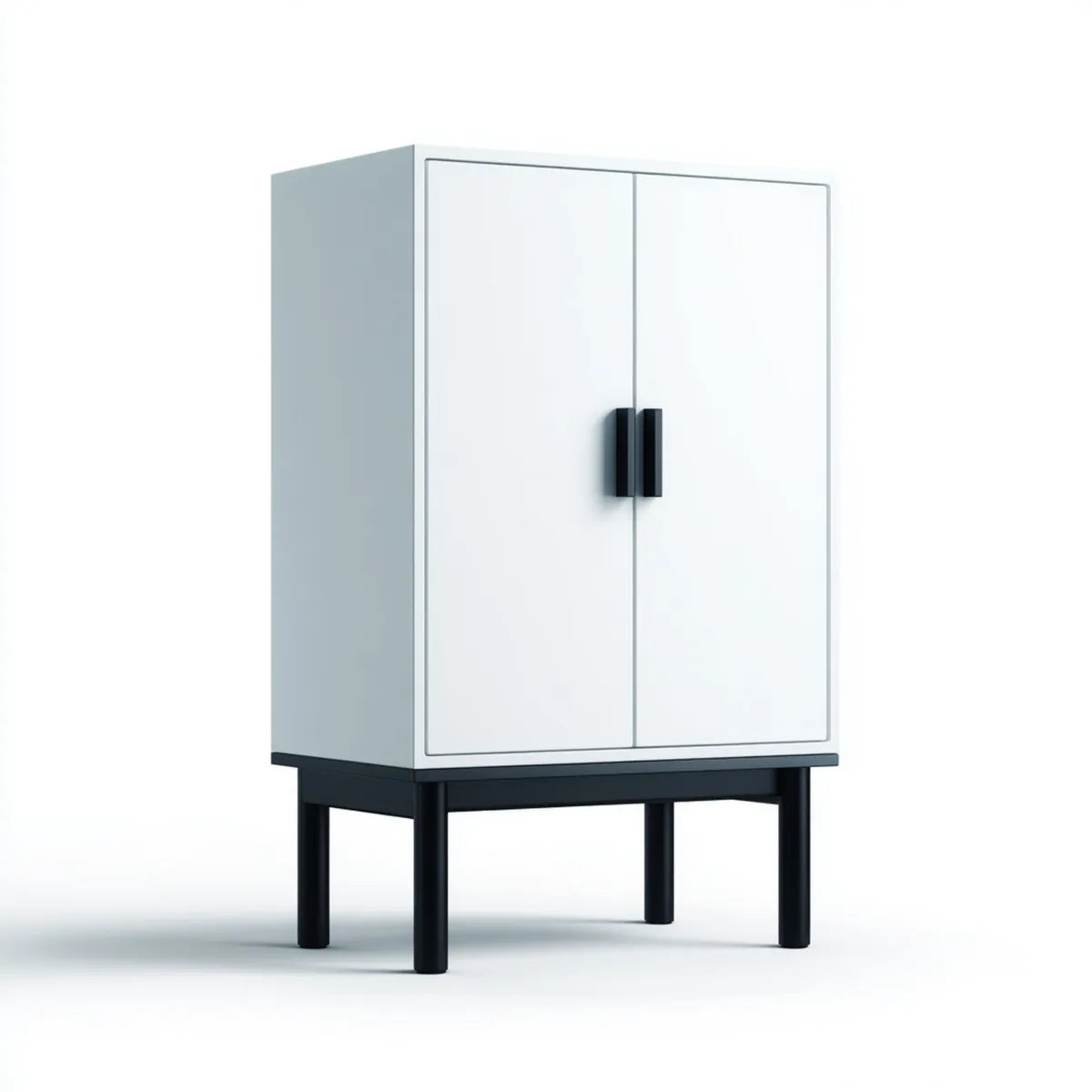 Armadio contenitore a 2 ante bianco e nero 80 x 40 x 140 cm in MDF e acciaio rettangolare