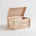 Baule contenitore con coperchio in pino massello naturale rettangolare 60 x 40 x 35 cm