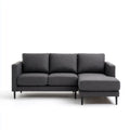 Divano angolare 3 posti con chaise longue destra grigio scuro in poliestere 230 x 150 x 85 cm a L