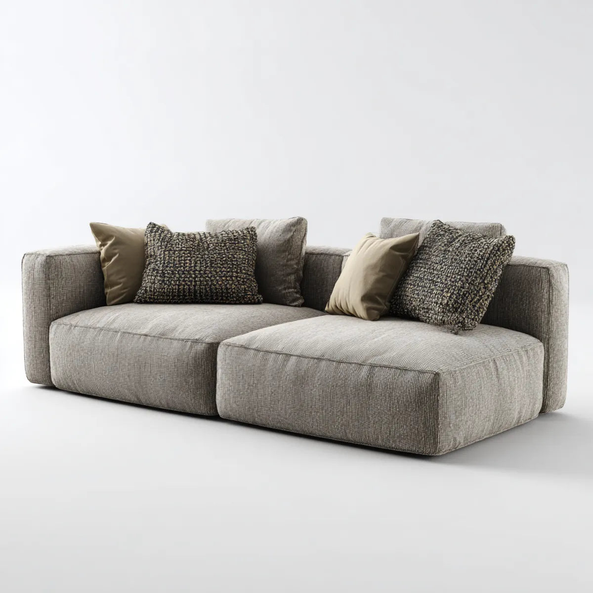 Divano modulare 2 posti grigio tortora in velluto a coste 220 x 105 x 68 cm