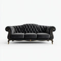 Divano Chesterfield 3 posti nero in similpelle PU 225 x 95 x 80 cm
