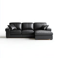 Divano angolare 3 posti con chaise longue destra nero in pelle PU 280 x 160 x 85 cm