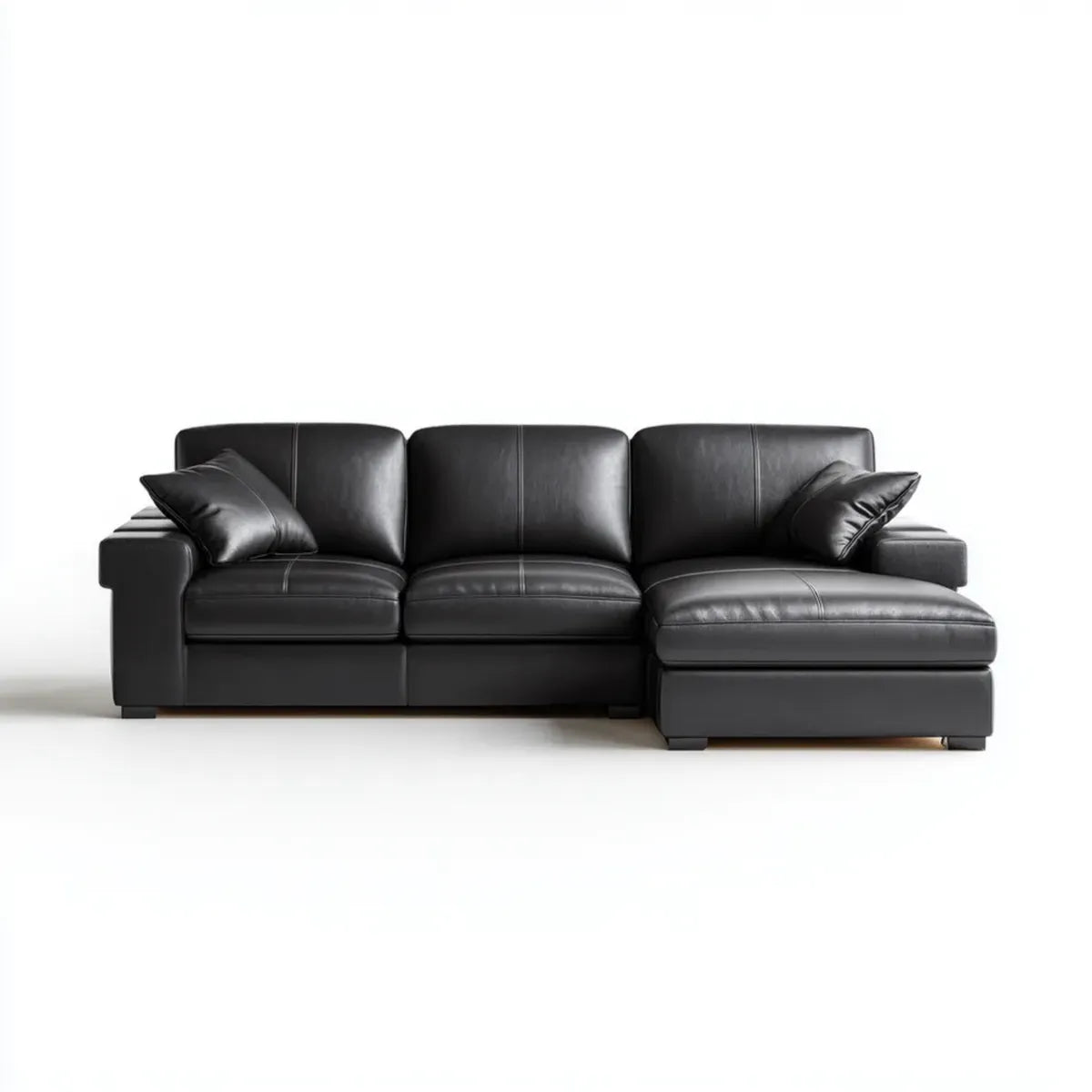 Divano angolare 3 posti con chaise longue destra nero in pelle PU 280 x 160 x 85 cm