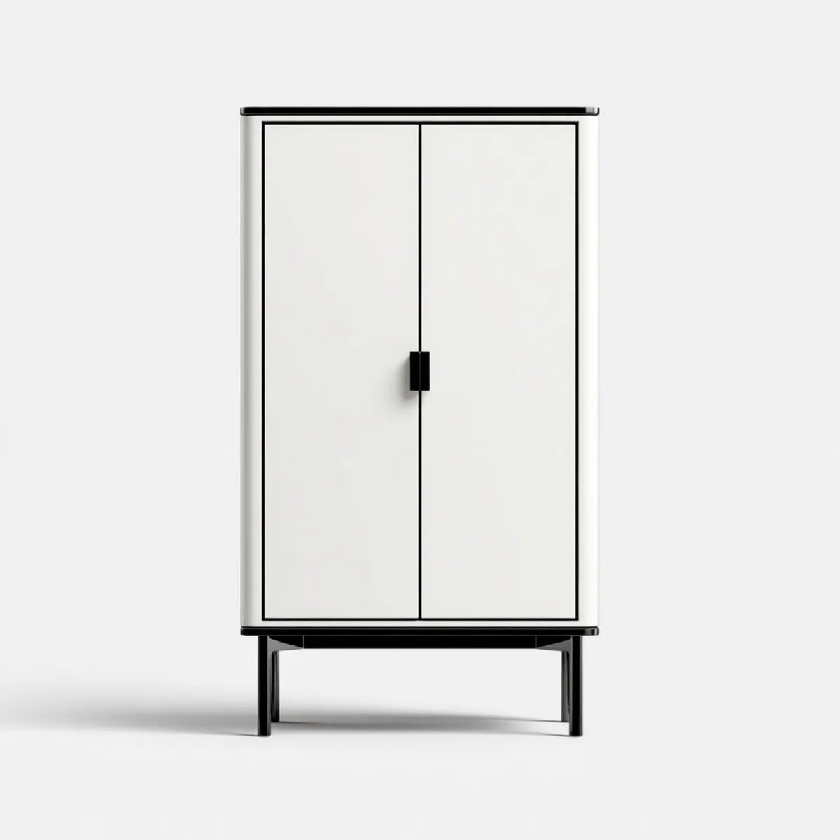 Armadio contenitore a 2 ante bianco e nero 80 x 40 x 160 cm in MDF e acciaio rettangolare