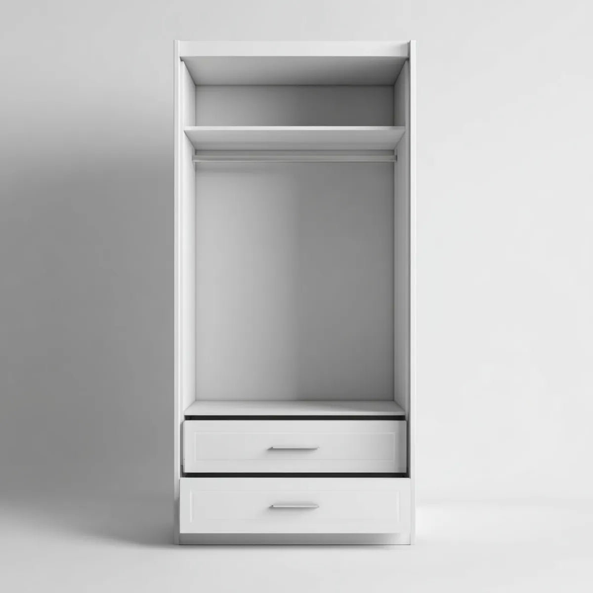 Armadio guardaroba aperto bianco 80 x 50 x 200 cm in pannello truciolare nobilitato rettangolare con 2 cassetti