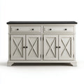 Credenza soggiorno 4 ante 2 cassetti grigio chiaro 160 x 45 x 90 cm in MDF con piano nero rettangolare