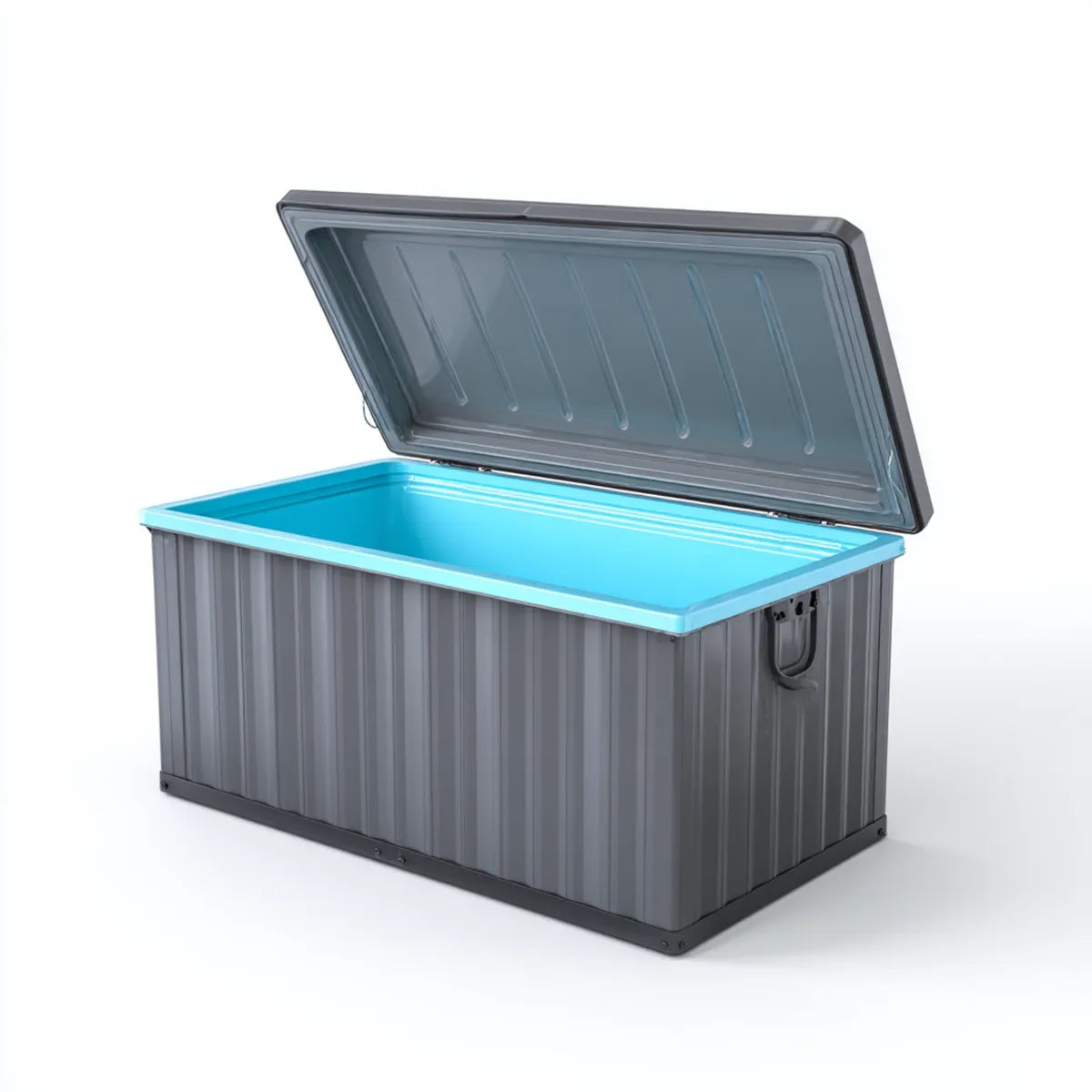 Baule contenitore da esterno grigio antracite e azzurro 120 x 52 x 60 cm in polipropilene rettangolare