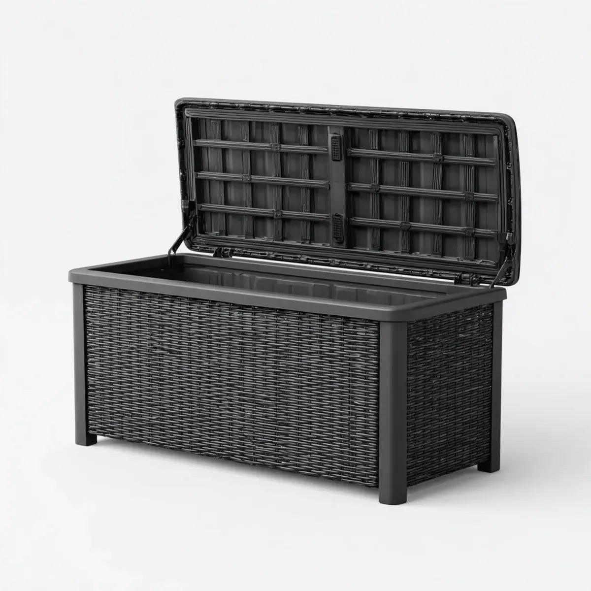 Baule contenitore nero 120 x 56 x 63 cm in polipropilene rettangolare