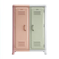 Armadio contenitore da soggiorno rosa salvia e bianco in acciaio rettangolare 80 x 40 x 120 cm