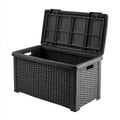 Baule contenitore nero 79 x 48 x 42 cm in polipropilene intrecciato rettangolare con coperchio