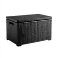 Baule contenitore nero 80 x 40 x 50 cm in rattan sintetico PE rettangolare