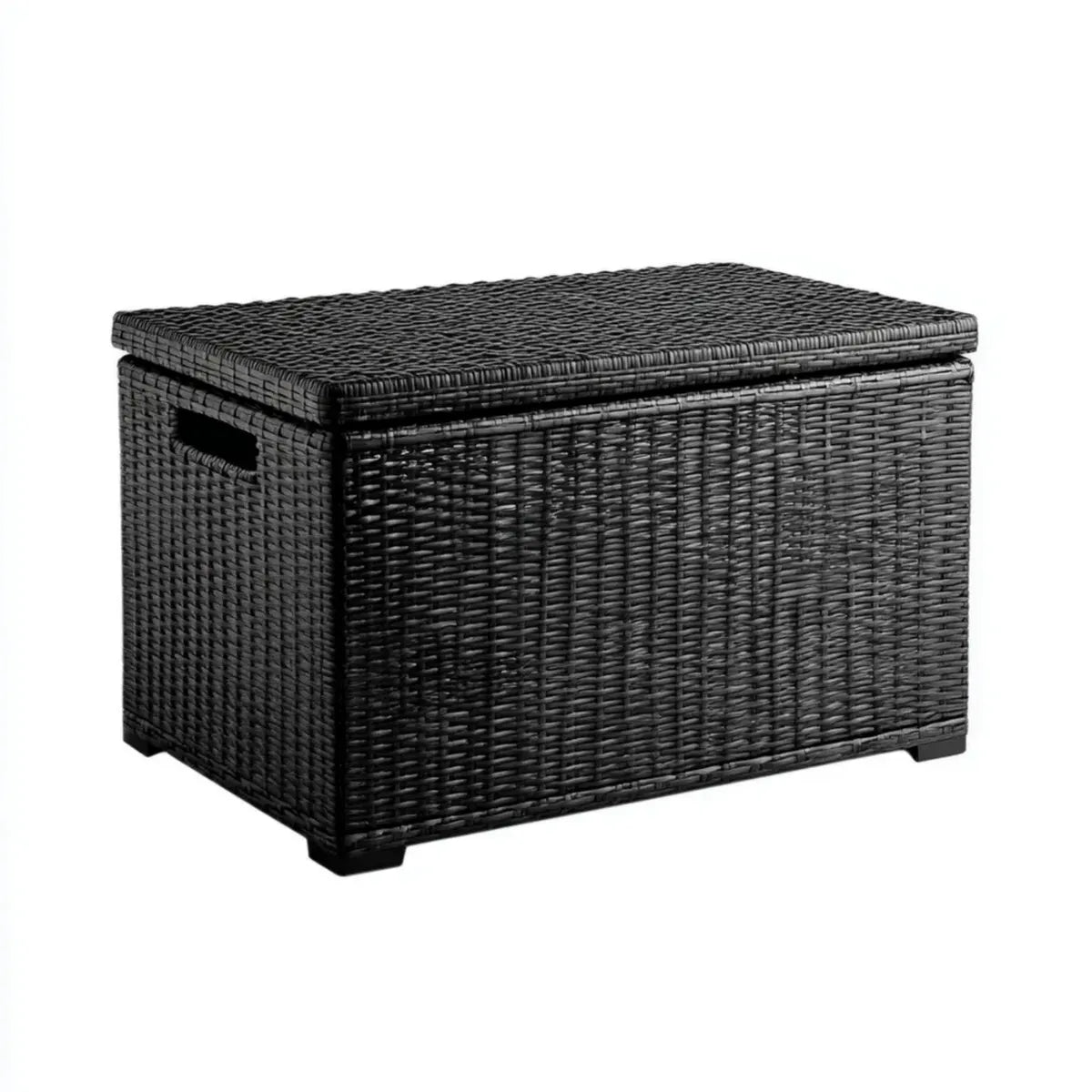 Baule contenitore nero 80 x 40 x 50 cm in rattan sintetico PE rettangolare