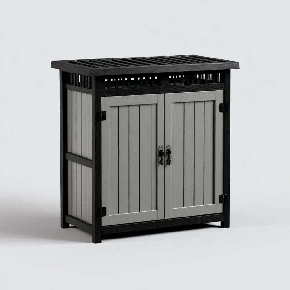 Armadio contenitore da esterno grigio e nero 90 x 50 x 100 cm in legno massello rettangolare