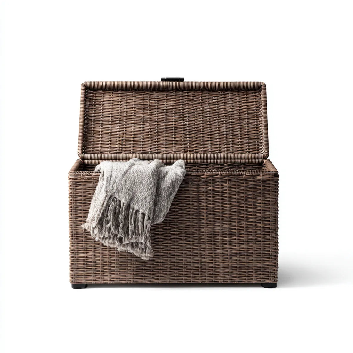 Baule contenitore marrone 80 x 40 x 45 cm in rattan intrecciato rettangolare