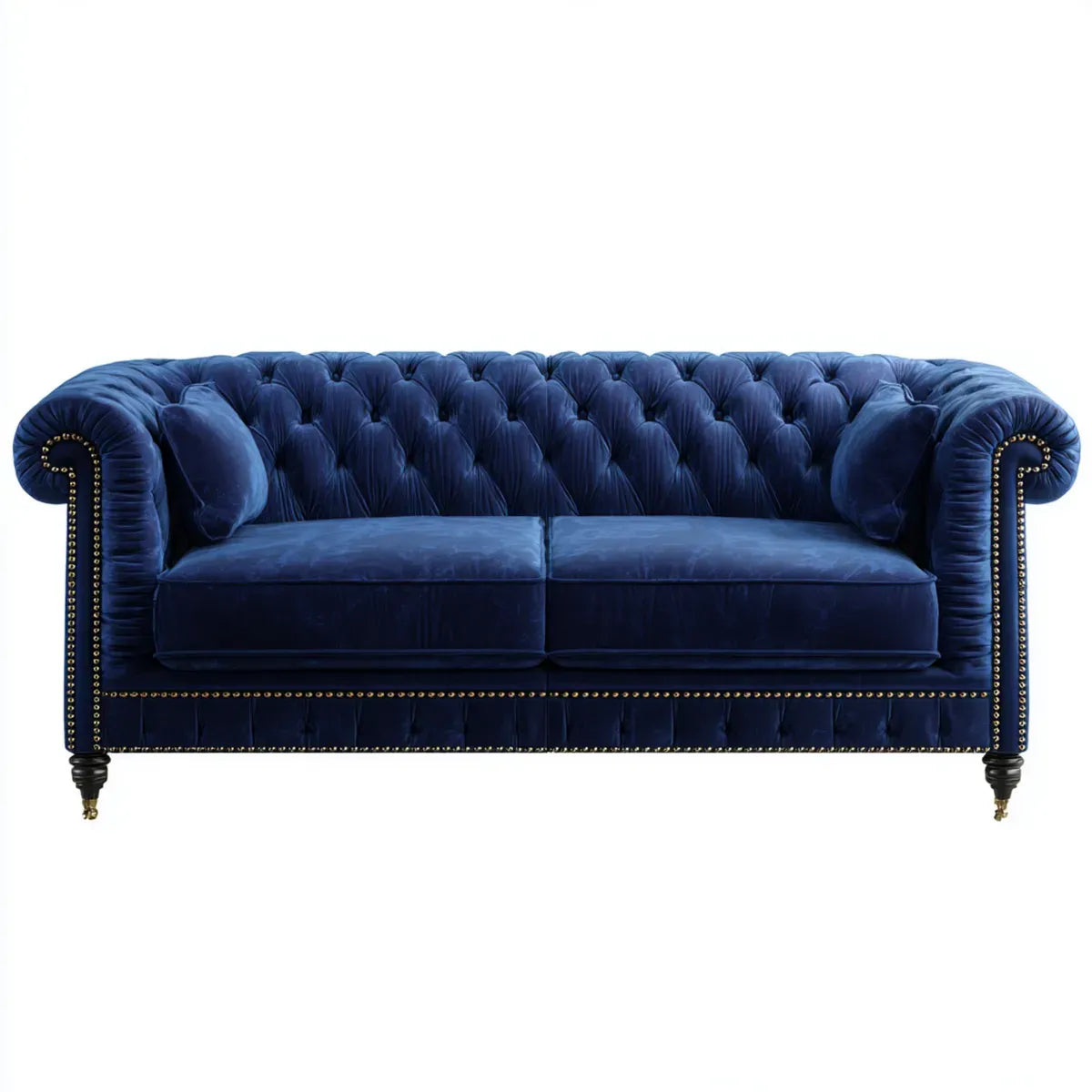 Divano Chesterfield 2 posti blu notte 180 x 85 x 75 cm in velluto di poliestere rettangolare
