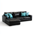 Divano angolare 3 posti con chaise longue nero in pelle sintetica PU 270 x 165 x 88 cm