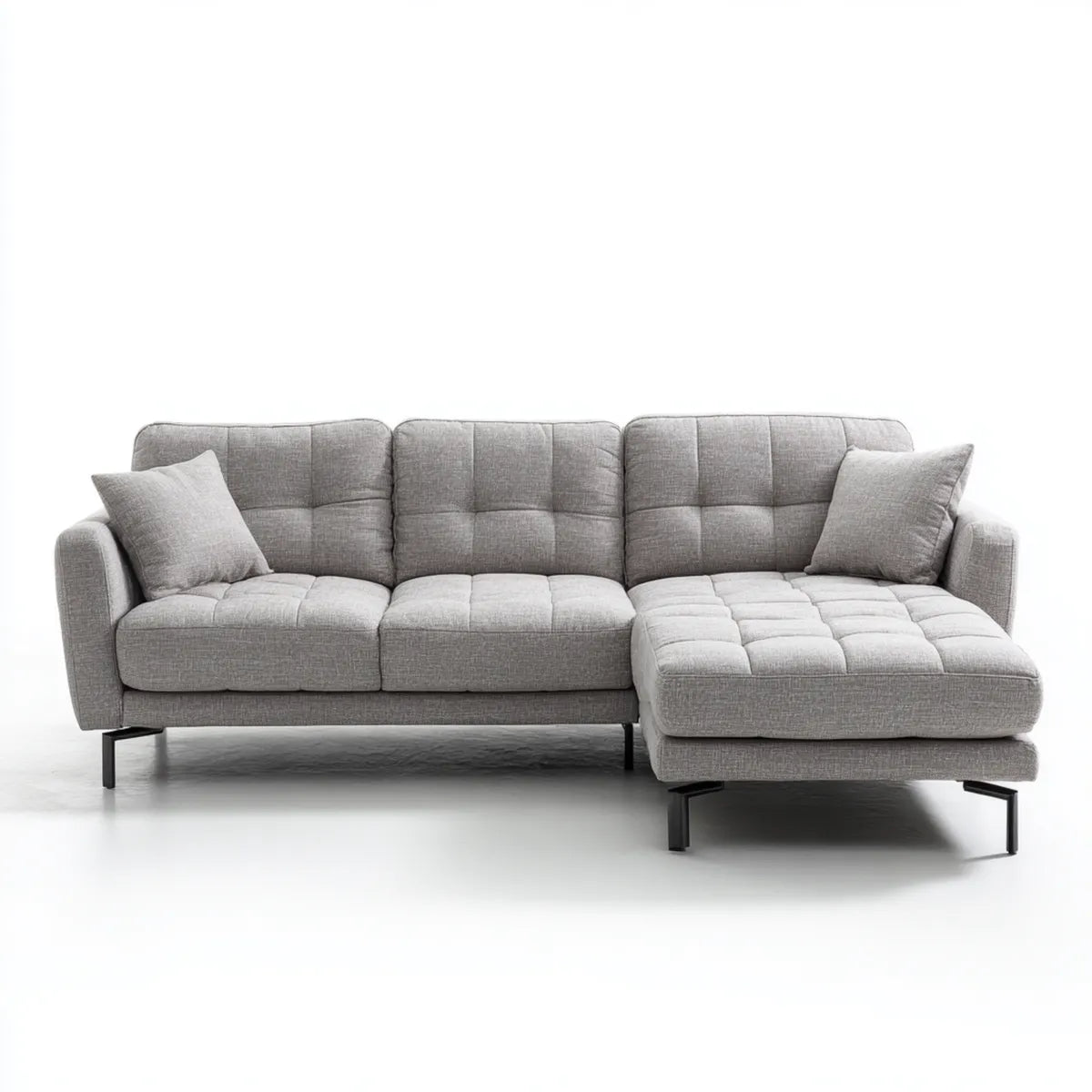 Divano angolare con penisola destra grigio 4 posti in poliestere 280 x 160 x 85 cm