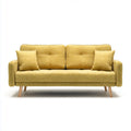 Divano 2 posti giallo senape in poliestere con gambe in legno massello 170 x 84 x 86 cm