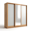 Armadio guardaroba a 3 ante scorrevoli rovere naturale e grigio con specchio 180 x 60 x 220 cm rettangolare