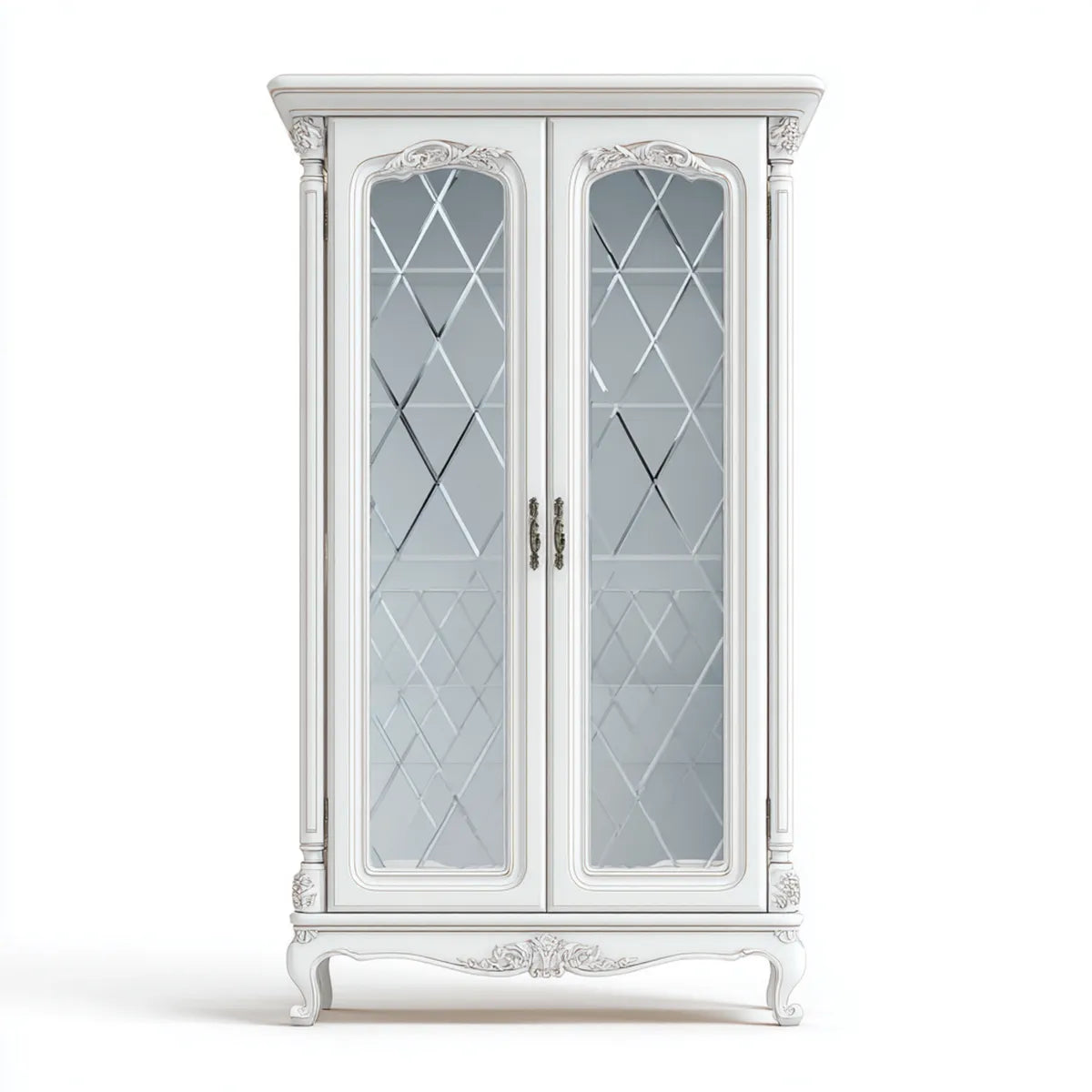 Armadio guardaroba 2 ante bianco argento con specchi 120 x 55 x 210 cm in MDF rettangolare
