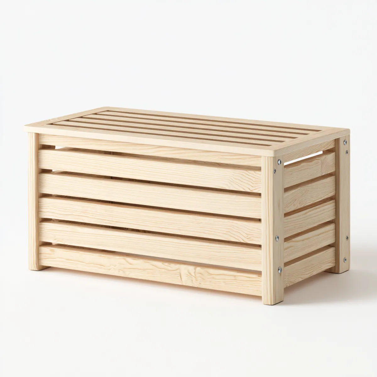 Baule contenitore in legno massello di pino naturale rettangolare 80 x 40 x 45 cm
