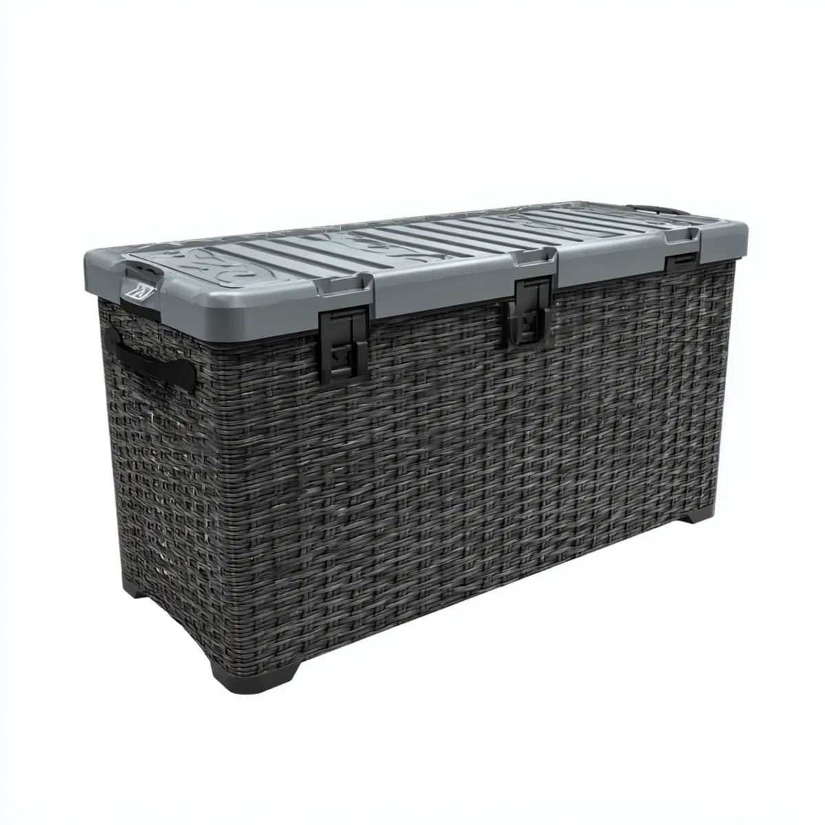 Baule contenitore da esterno grigio antracite e nero 270 L in polipropilene intrecciato rettangolare 117 x 45 x 57 cm