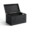 Baule contenitore nero 70 x 40 x 50 cm in polietilene intrecciato rettangolare con coperchio